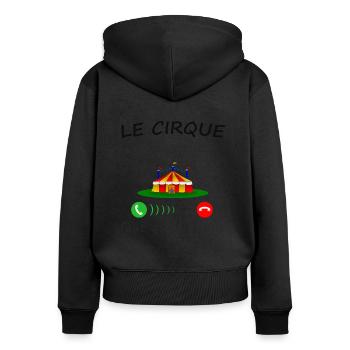 LE CIRQUE m'appelle, pour offrir - Sweat à capuche zippé Premium bio Femme - noir - Dos - Julia (174cm)