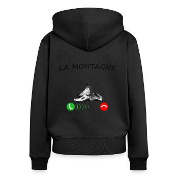 la montagne m'appelle - Sweat à capuche zippé Premium bio Femme - noir - Dos - Julia (174cm)
