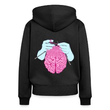Brain Construction - Frauen Premium Bio Zip Hoodie - Schwarz - Hinten - Julia (174cm)