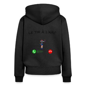 le tir à l'arc m'appelle de la collection 'appel" - Sweat à capuche zippé Premium bio Femme - noir - Dos - Julia (174cm)