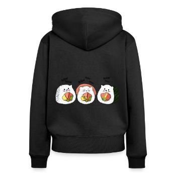 Sushi Cats - Women's Premium Organic Zip Hoodie - black - Back - Julia (174cm)