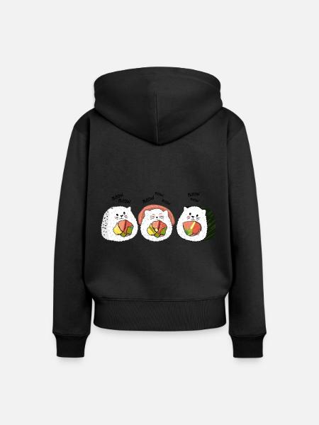 Sushi Cats - Frauen Premium Bio Zip Hoodie - Schwarz
