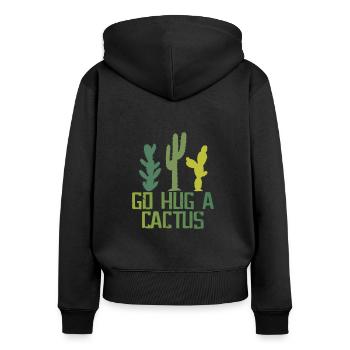 Allez faire un câlin à un cactus - Ironic and Sarcastic Anti Social - Sweat à capuche zippé Premium bio Femme - noir - Dos - Julia (174cm)