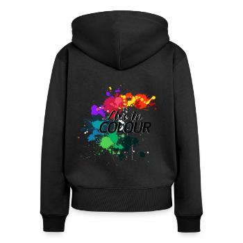 Live Life in artful Colours - Frauen Premium Bio Zip Hoodie - Schwarz - Hinten - Julia (174cm)