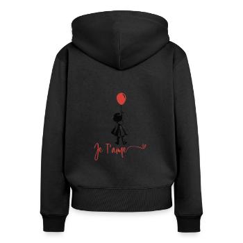 Kinder mit roten Baloon Graffiti künstlerischen T-Shirts - Frauen Premium Bio Zip Hoodie - Schwarz - Hinten - Julia (174cm)