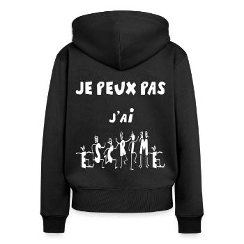 je peux pas j'ai escrime - Sweat à capuche zippé Premium bio Femme - noir - Dos - Julia (174cm)