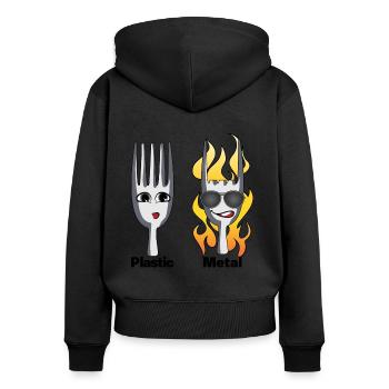 Métal - Sweat à capuche zippé Premium bio Femme - noir - Dos - Julia (174cm)