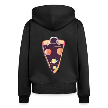 Astronaut Pizza Universe Nerd Planet Space Chocol - Women's Premium Organic Zip Hoodie - black - Back - Julia (174cm)