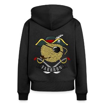 Tricot Tailleur Crochet Pirate Piratry Ahoy Kapit - Sweat à capuche zippé Premium bio Femme - noir - Dos - Julia (174cm)