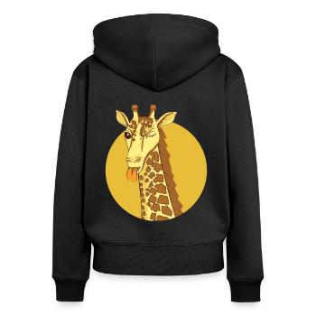 Lustige Giraffe Zunge Augenzwinkern Cool - Frauen Premium Bio Zip Hoodie - Schwarz - Hinten - Julia (174cm)
