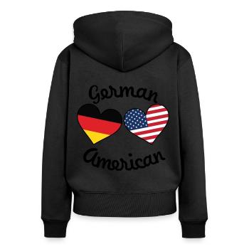 Deutscher Amerikaner USA Merica Deutschland Nation - Frauen Premium Bio Zip Hoodie - Schwarz - Hinten - Julia (174cm)