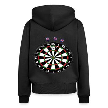 Darts 180 - Frauen Premium Bio Zip Hoodie - Schwarz - Hinten - Julia (174cm)