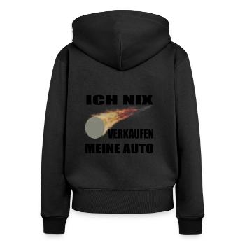 Nix Karte an mein Auto Wolle nix verkaufe - Frauen Premium Bio Zip Hoodie - Schwarz - Hinten - Julia (174cm)