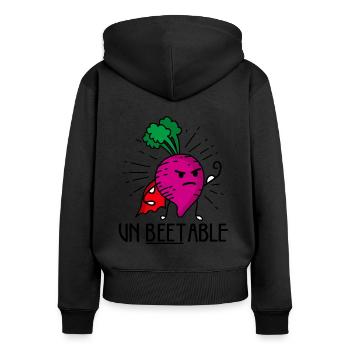 Unbeetable lustig Rüben Rüben Rettich - Frauen Premium Bio Zip Hoodie - Schwarz - Hinten - Julia (174cm)