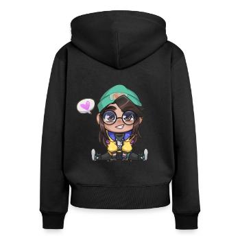 Cute Killjoy - Frauen Premium Bio Zip Hoodie - Schwarz - Hinten - Julia (174cm)