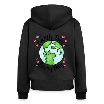 Journée de la Terre chaque jour réchauffement climatique - Sweat à capuche zippé Premium bio Femme - noir - Dos - Julia (174cm)
