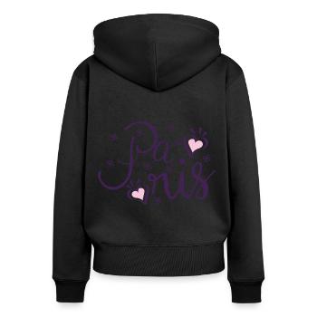 Paris Letters Love Couples Purple - Women's Premium Organic Zip Hoodie - black - Back - Julia (174cm)
