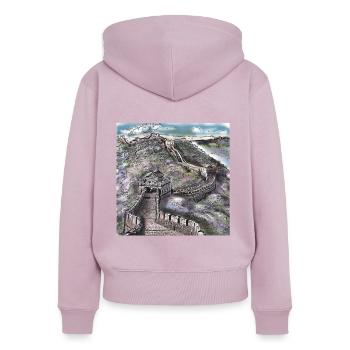 Chinese Wall China Wonder Monument Beijing - Women's Premium Organic Zip Hoodie - dusky pink - Back - Julia (174cm)