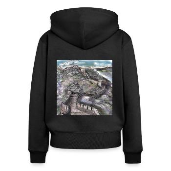 Grande Muraille de Chine Monument miracle Pékin - Sweat à capuche zippé Premium bio Femme - noir - Dos - Julia (174cm)