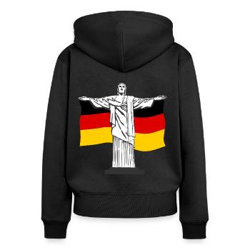 Rio De Janeiro Cristo Jesus Statue Deutschland Fla - Frauen Premium Bio Zip Hoodie - Schwarz - Hinten - Julia (174cm)