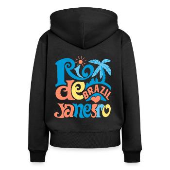 Rio de Janeiro Brasilien Typographie - Frauen Premium Bio Zip Hoodie - Schwarz - Hinten - Julia (174cm)