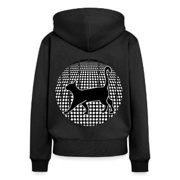 Schwarze Katze - Frauen Premium Bio Zip Hoodie - Schwarz - Hinten - Julia (174cm)