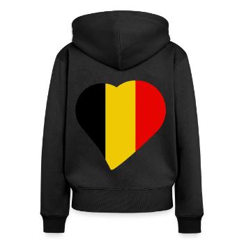 Belgien Belgium Heart Love - Frauen Premium Bio Zip Hoodie - Schwarz - Hinten - Julia (174cm)