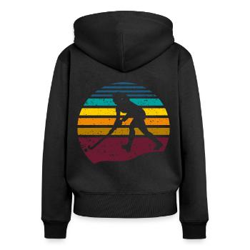 Retro Vintage Field Hockey Gift Field Hockey Game - Women's Premium Organic Zip Hoodie - black - Back - Julia (174cm)