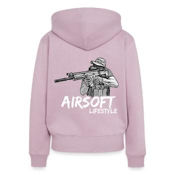 Airsoft /Softair / Softgun / AEG Airsoft Milsim - Frauen Premium Bio Zip Hoodie - Altrosa - Hinten - Julia (174cm)
