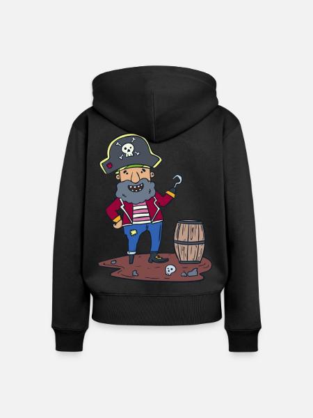 Pirat Räuber Rum - Frauen Premium Bio Zip Hoodie - Schwarz