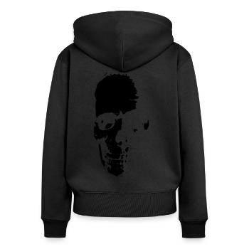 Totenkopf - Frauen Premium Bio Zip Hoodie - Schwarz - Hinten - Julia (174cm)