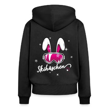 Skihase Skihäschen Ski sexy Frau Geschenk Hase Fun - Frauen Premium Bio Zip Hoodie - Schwarz - Hinten - Julia (174cm)