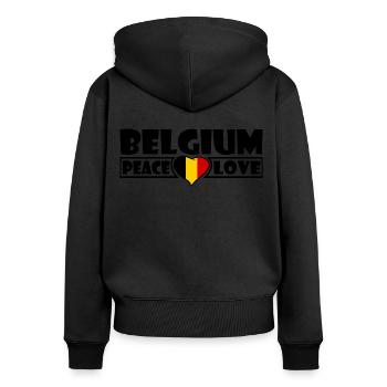 La Belgique - Sweat à capuche zippé Premium bio Femme - noir - Dos - Julia (174cm)