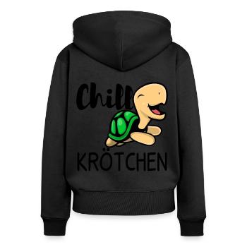 Schildkröte Faul Faulenzer - Frauen Premium Bio Zip Hoodie - Schwarz - Hinten - Julia (174cm)