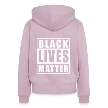 Black Lives Matter - Sweat à capuche zippé Premium bio Femme - rose poudré - Dos - Julia (174cm)