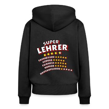 Super Lehrer Geschenk Klassenlehrer Abschied - Frauen Premium Bio Zip Hoodie - Schwarz - Hinten - Julia (174cm)