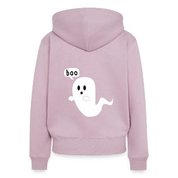 Boo Ghost Halloween Costume Thumbs Down Funny - Frauen Premium Bio Zip Hoodie - Altrosa - Hinten - Julia (174cm)