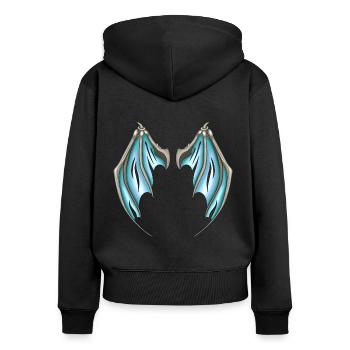 Dragon Wings lustige Geschenkidee Drachen Flügel - Frauen Premium Bio Zip Hoodie - Schwarz - Hinten - Julia (174cm)