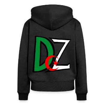 Dz Algérie - Sweat à capuche zippé Premium bio Femme - noir - Dos - Julia (174cm)