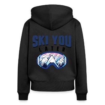 Ski You later Wintersport Ski Spruch - Frauen Premium Bio Zip Hoodie - Schwarz - Hinten - Julia (174cm)