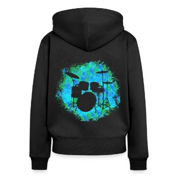 Drum instrument drummer music gift - Women's Premium Organic Zip Hoodie - black - Back - Julia (174cm)