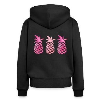power food - Women's Premium Organic Zip Hoodie - black - Back - Julia (174cm)