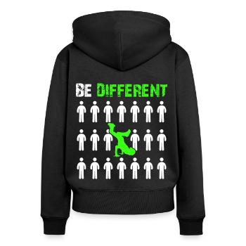 Breakdance - Frauen Premium Bio Zip Hoodie - Schwarz - Hinten - Julia (174cm)