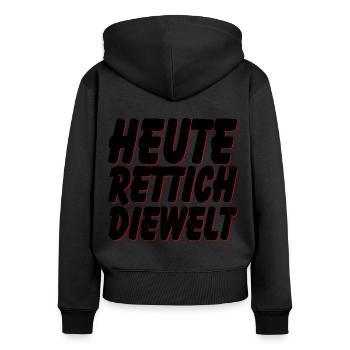 heute rettich schwarz - Frauen Premium Bio Zip Hoodie - Schwarz - Hinten - Julia (174cm)