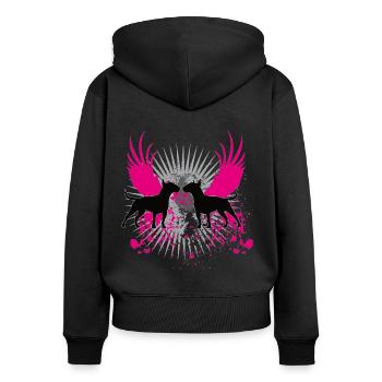 bullterrier - Frauen Premium Bio Zip Hoodie - Schwarz - Hinten - Julia (174cm)