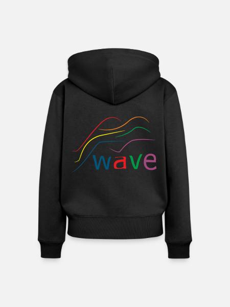 wave - Frauen Premium Bio Zip Hoodie - Schwarz