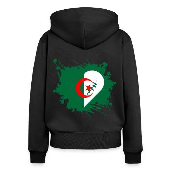 Algérie - Sweat à capuche zippé Premium bio Femme - noir - Dos - Julia (174cm)
