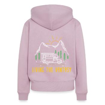 Camping Leben - Camper Camperin Wohnmobil - Frauen Premium Bio Zip Hoodie - Altrosa - Hinten - Julia (174cm)