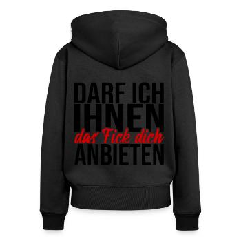 Lustige Sprüche Beleidigungen Sarkasmus - Frauen Premium Bio Zip Hoodie - Schwarz - Hinten - Julia (174cm)
