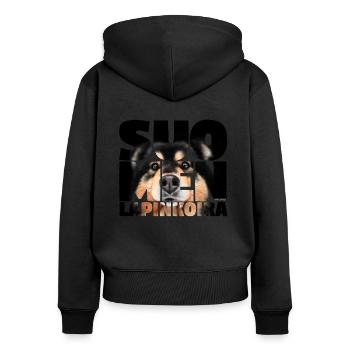 NASSU Lappari 015 - Frauen Premium Bio Zip Hoodie - Schwarz - Hinten - Julia (174cm)